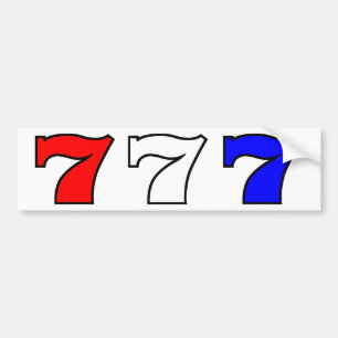 777番の赤い白くおよび青 バンパーステッカー