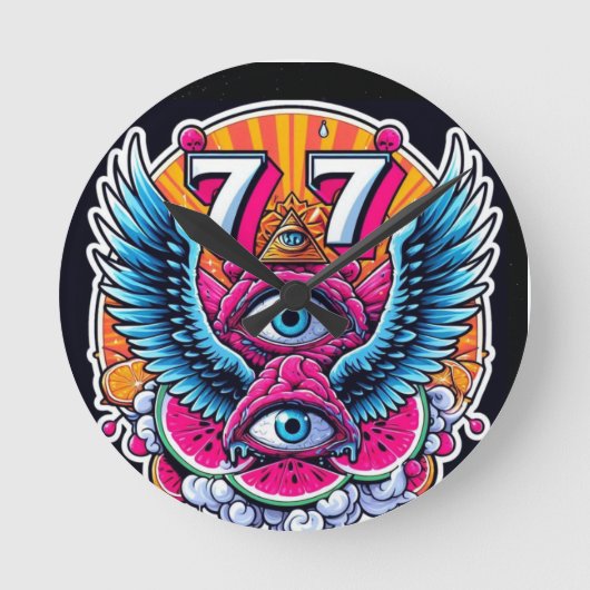 77-luck ラウンド壁時計 (正面)