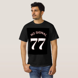 77 No Signal モダンストリート ブラックTシャツ Tシャツ