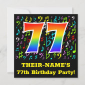 77th Birthday Party:おもしろい音楽記号， Rainbow 77 招待状 (正面)