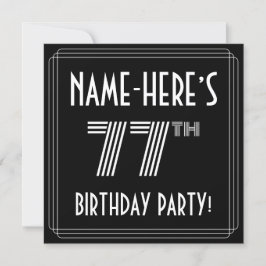 77th Birthday Party:アールデコスタイル(名前をカスタムする付) 招待状