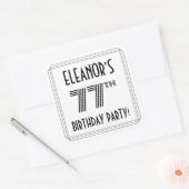 77th Birthday Party:アールデコスタイル+名前をカスタムする スクエアシール (封筒)
