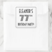 77th Birthday Party:アールデコスタイル+名前をカスタムする スクエアシール (バッグ)