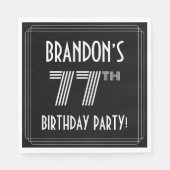 77th Birthday Party:アールデコスタイル+名前をカスタムする スタンダードランチョンナプキン (正面)