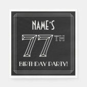 77th Birthday Party:アールデコスタイル+名前をカスタムする スタンダードランチョンナプキン (正面)