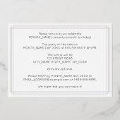 77th Birthday Party —アールデコスタイル「77」 +名前 箔招待状 (裏面)