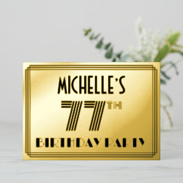 77th Birthday Party —アールデコスタイル「77」 & Name 箔招待状