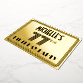 77th Birthday Party —アールデコスタイル「77」 & Name 箔招待状 (回転した状態)