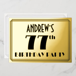 77th Birthday Party —アールデコ検索「77」 +名前 箔招待状