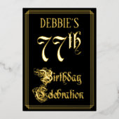 77th Birthday Party – スクリプファンシートと名前をカスタムする 箔招待状 (正面)