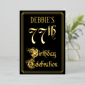 77th Birthday Party – スクリプファンシートと名前をカスタムする 箔招待状 (立ち正面)