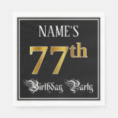 77th Birthday Party – スクリプファンシート、フェイク金ゴールド・ルック スタンダードランチョンナプキン (正面)