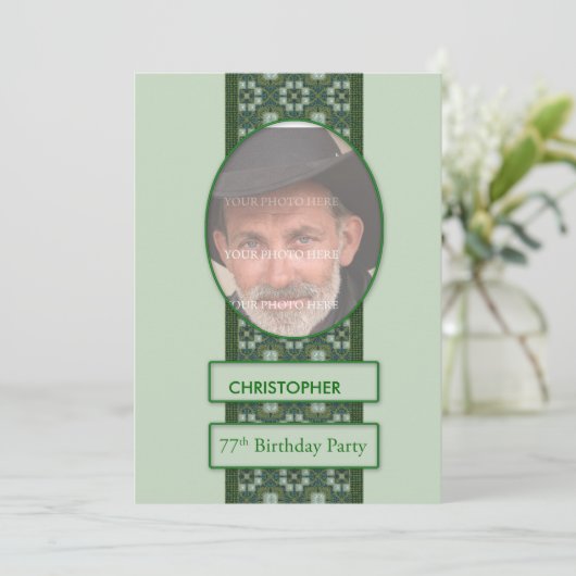 77th Birthday Party Invitation写真と 招待状 (スタンド正面)