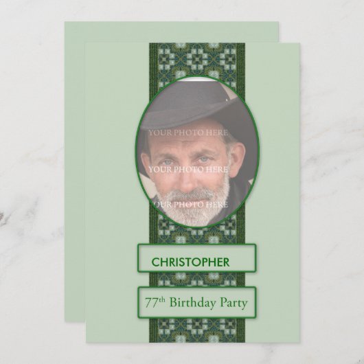 77th Birthday Party Invitation写真と 招待状 (正面/裏面)
