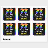 77th Birthday: Rainbow Spectrum # 77, Custom Name スクエアシール (シート)