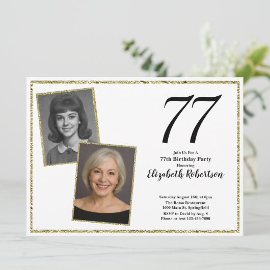 77th Custom Photo White and Gold 招待状 (スタンド正面)