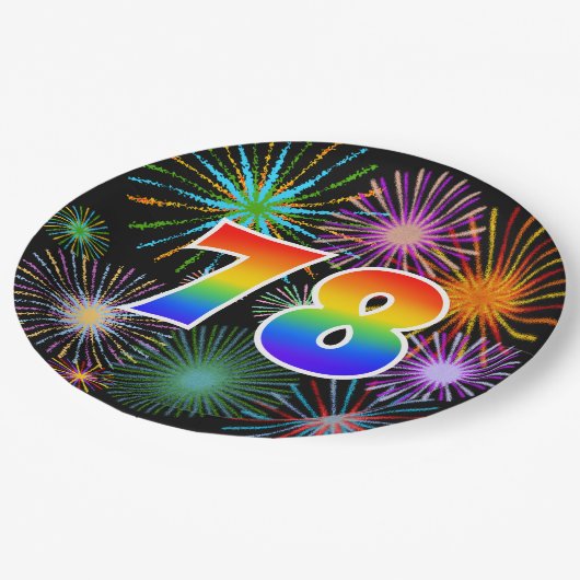 78イベント-おもしろい、カラフル、はっきりした、虹78 ペーパープレート (アングル)