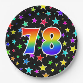 78イベント:はっきりした,おもしろい，虹カラフル78 ペーパープレート