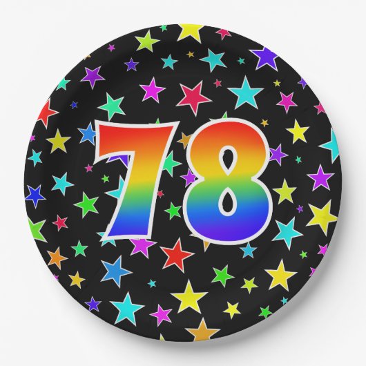 78イベント:はっきりした,おもしろい，虹カラフル78 ペーパープレート (正面)
