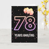 78歳の誕生日バルーンとコンフェティ カード (黄色い花)