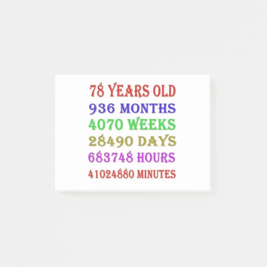78歳の誕生日マイルストーン ポストイット (正面)