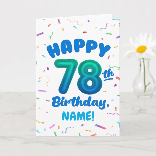 78歳の誕生日 バルーン ナンバー 名前入り カード (小さな植物)