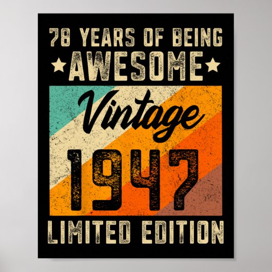 78歳の誕生日 1947年生まれの男性 78歳の女性 限定 ポスター (正面)