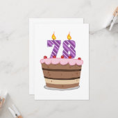 78歳オンお誕生日ケーキ カード (正面/裏面インサイチュ)