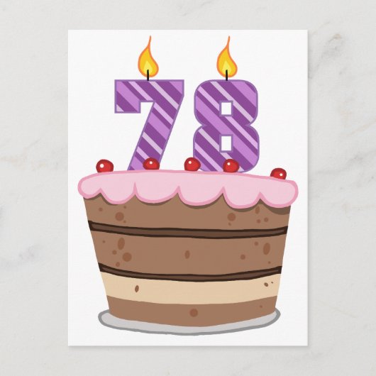 78歳オンお誕生日ケーキ ポストカード (正面)