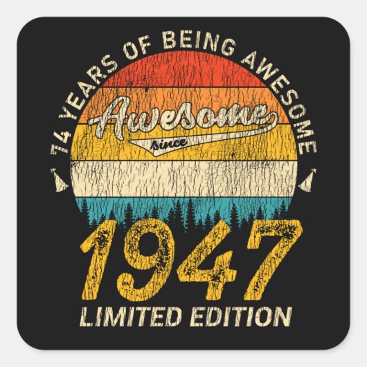 78歳1947レトロ78素晴らし番目の誕生日ギフト スクエアシール (正面)