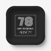 78番目の誕生日—インスパイアアールデコの検索:「78」 +名前 ペーパープレート (正面)
