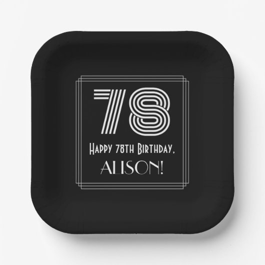 78番目の誕生日—インスパイアアールデコの検索:「78」 +名前 ペーパープレート (正面)