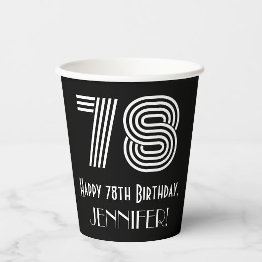 78番目の誕生日—インスパイアアールデコの検索:「78」 +名前 紙コップ (正面)