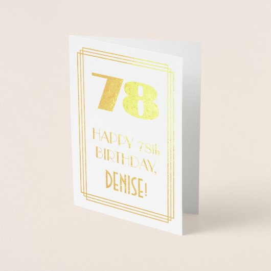 78番目の誕生日:インスパイアアールデコ「78」の検索と名前 箔カード (正面)
