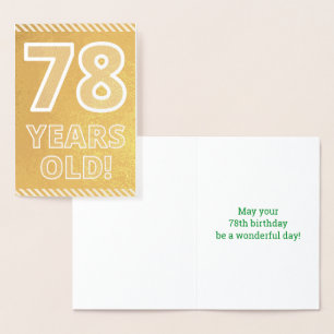 78誕生日はっきりした:「78歳!」 ゴールドフォイルカード 箔カード
