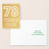 78誕生日はっきりした:「78歳！」 ゴールドフォイルカード 箔カード (ディスプレー)