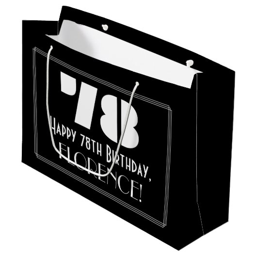 78誕生日インスパイア~アールデコルック"78" +名前 ラージペーパーバッグ (正面アングル)