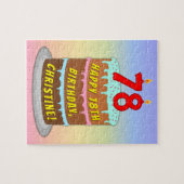 78誕生日:おもしろいケーキとキャンドル+名前をカスタムする ジグソーパズル (横)