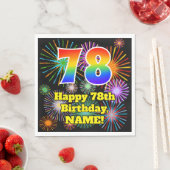 78誕生日:おもしろい花火パターン+虹78 スタンダードランチョンナプキン (インサイチュ)