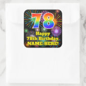 78誕生日:おもしろい花火ルック、虹# 78 スクエアシール (バッグ)