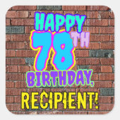 78誕生日-おもしろい、アーバングラフィティインスパイアルック スクエアシール (正面)