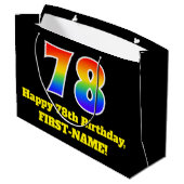 78誕生日～おもしろい, カラフル, 鮮やか, Rainbow 78 ラージペーパーバッグ (裏面アングル)
