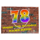 78誕生日:おもしろい、グラフィティインスパイアレインボーー# 78 ラージペーパーバッグ (裏面)