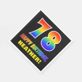 78誕生日:はっきりした,おもしろい,シンプル虹, 78 スタンダードランチョンナプキン (角)