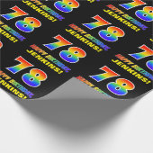 78誕生日:はっきりした,おもしろい,シンプル虹, 78 ラッピングペーパー (角)