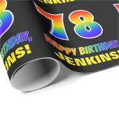 78誕生日:はっきりした,おもしろい,シンプル虹, 78 ラッピングペーパー (ロールコーナー)