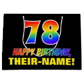 78誕生日:はっきりした,おもしろい,シンプル虹, 78 ラージペーパーバッグ (正面)