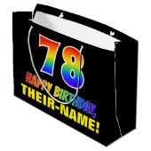 78誕生日:はっきりした,おもしろい,シンプル虹, 78 ラージペーパーバッグ (裏面アングル)