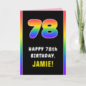 78誕生日:カラフルレインボー# 78、名前をカスタムする カード (正面)