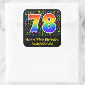 78誕生日:カラフルMusic Symbols, Rainbow 78 スクエアシール (バッグ)
